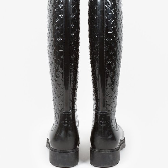 Louis Vuitton Black Monogram Splash High Rain Boots, Size 40 - Picture 3 of 10